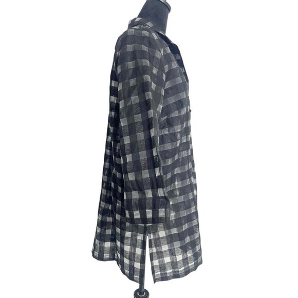 Connie Roberson Size XL  Top Blouse Button Down Shirt Jacket Plaid Collared - Picture 3 of 7